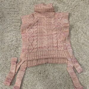 Women’s Pink Cable-Knit Turtleneck Sweater Vest. Super soft!!!